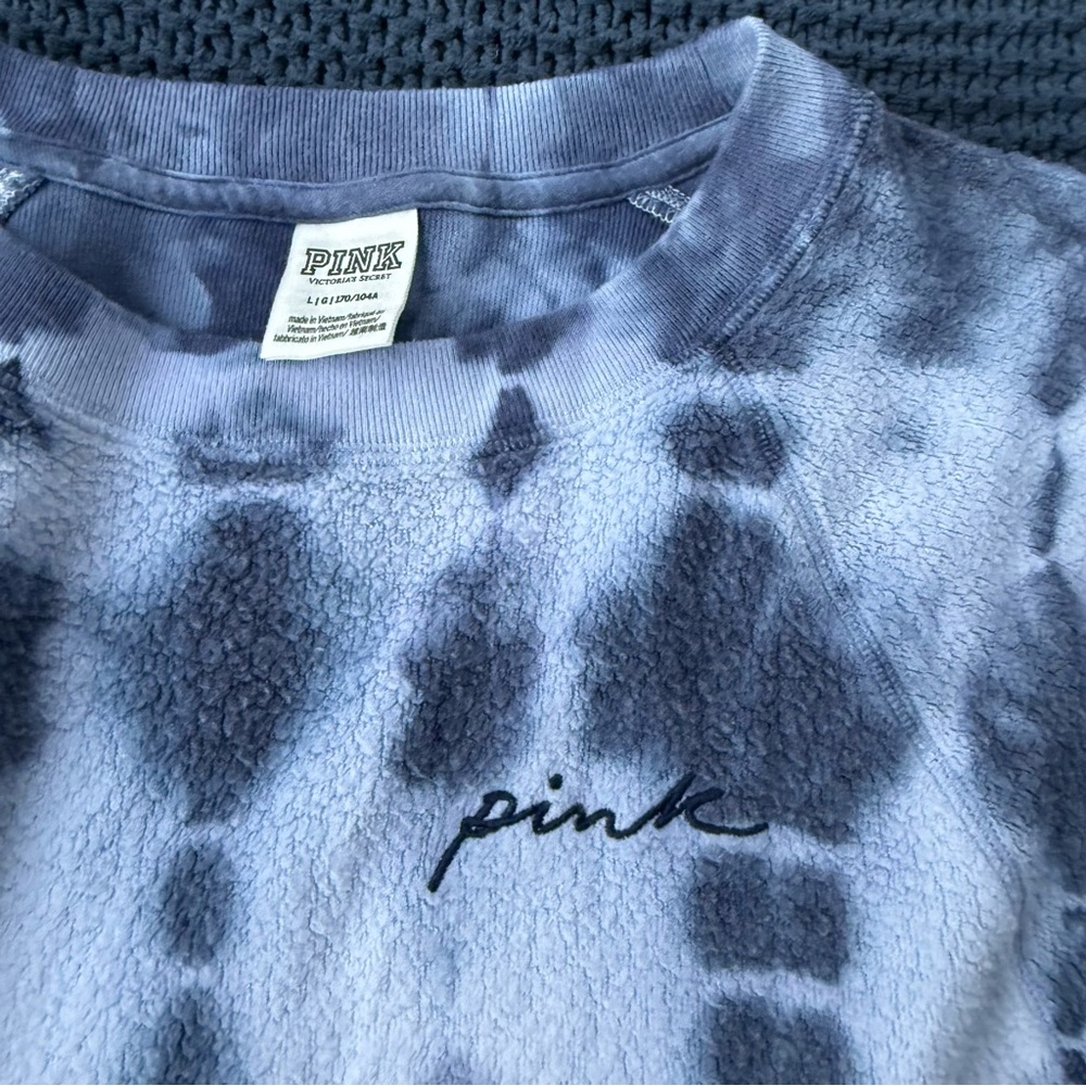PINK‎ Victoria's Secret Y2K Sweatshirt Womens  L Crewneck Pullover Fleece Blue